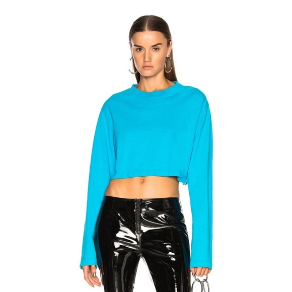 Cotton Citizen Tokyo Crop Shirt - Aqua Blue sz S - Picture 1 of 10